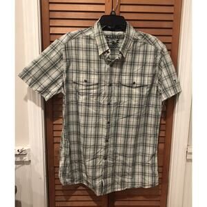 Kuhl Button Down Shirt Men's Medium Blue and Green Plaid. EUC! GORPCORE.